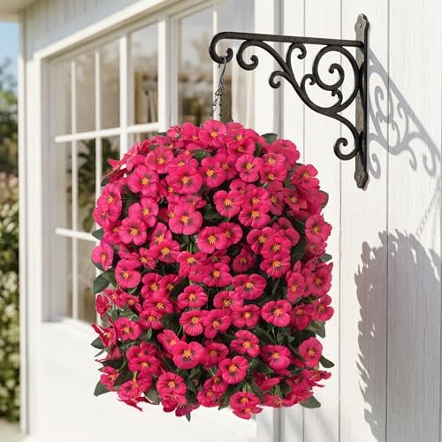 Artificial Flowers for Outdoors, 2pcs Faux Silk Pansies Flowers UV 2 Pcs Rose gallery