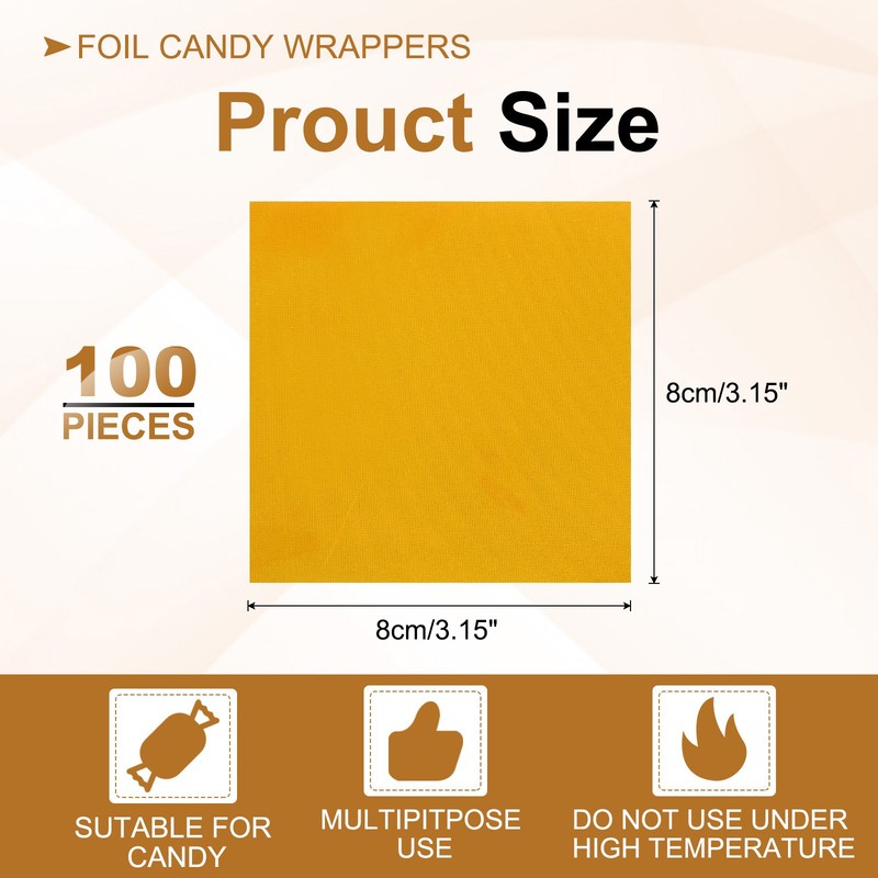 Foil Candy Wrappers 3x3 Inch, 100 Pcs Gold Fine Grid Paper for DIY Chocolate gallery