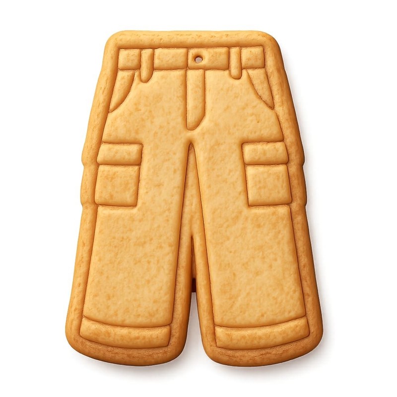 Y2K Nostalgia: Cargo Pants Cookie Cutter & Stamp, Fondant & Clay – 4×3