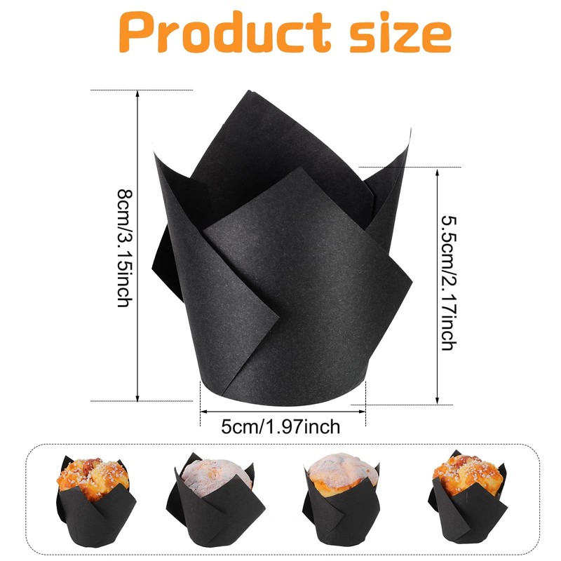 200 Pack Tulip Cupcake Liners Baking Cups Greaseproof Muffin Liners Grease Re... gallery