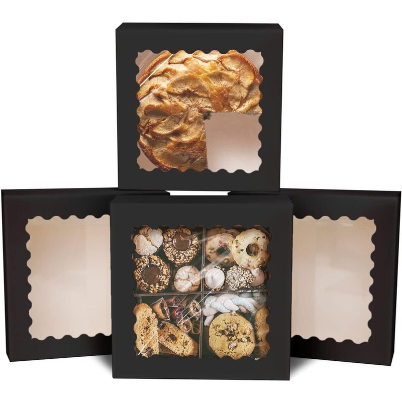 Auto-pop Up 30pcs Pie Box With Window 9x9x2.5 Inch Donut Pastry Boxes White B…