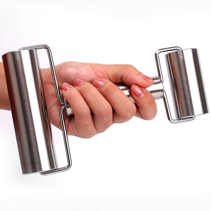 Stainless Steel Double Rolling Pin Pastry Pizza Dough Baker Metal Utensil gallery