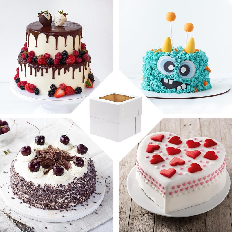 Tall Cake Box Tiered Container Windows Cake Boards 12x12x12 Inch 6 PCS gallery