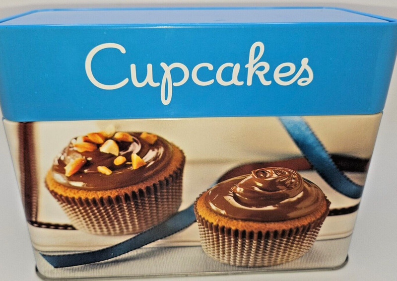 Cupcakes Keepsake Tin Recipe Box With 99 Recipes & 5 Section Dividers Deal Price gallery