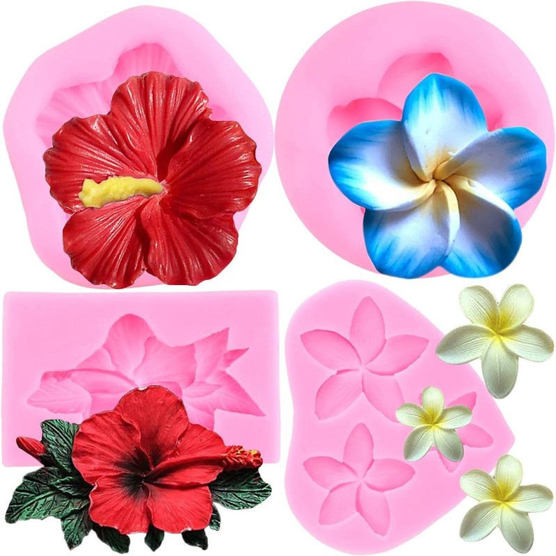Plumeria Flower Silicone Mold Hibiscus Flower Fondant Molds for Cake Decorating