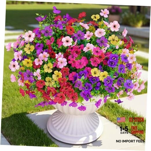Artificial Faux Flowers Plants for Outdoors Outside Spring Summer 6 Multicolor