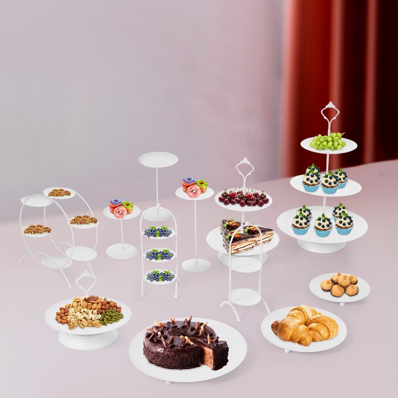 12-Piece White Iron Round Dessert Display Stands Set for Cake Cupcakes gallery