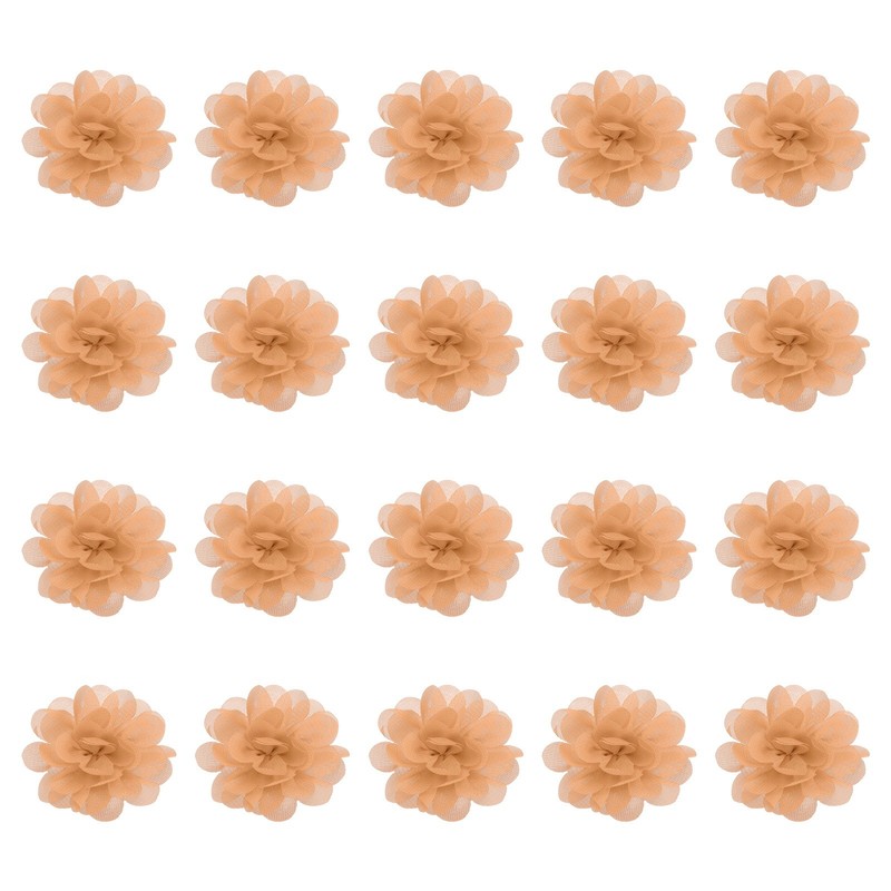 20Pcs 2″ Chiffon Flowers Sewing Fabric Flower Appliques for Crafts Khaki