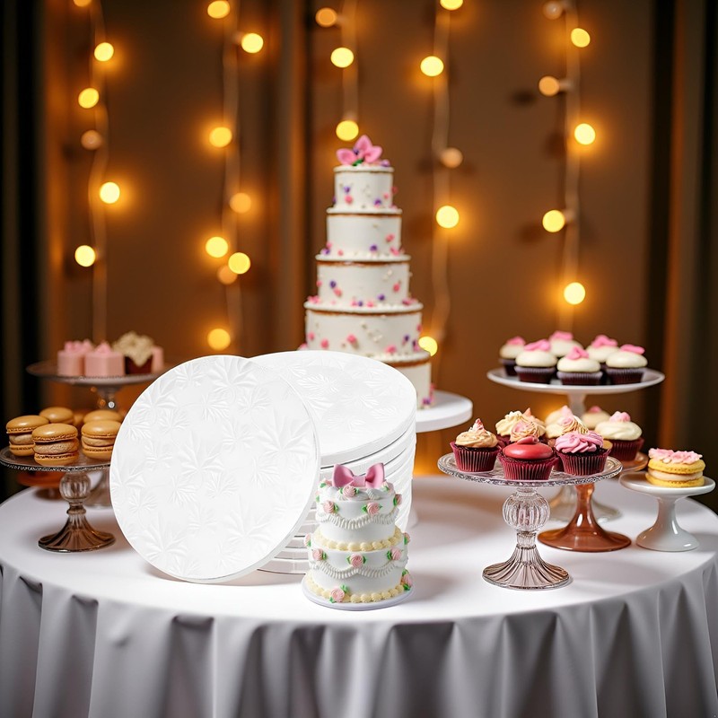 10 Pack 12 Inch Round Cake Drums 1/2 Inch Thick Boards White Base Cardboard gallery