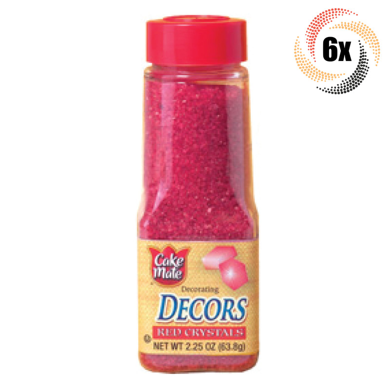6x Shakers Cake Mate Decorating Decors Red Crystals | 2.25oz | Fast Shipping