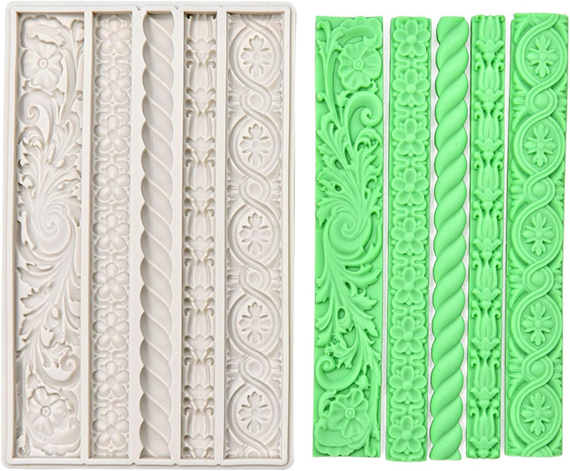 Baroque 1Pcs Luxury Baroque Cake Border Decoration Fondant Mold, Jewelry Button