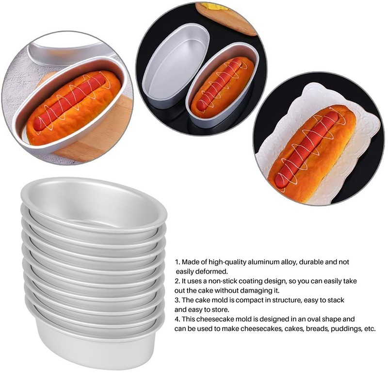 10Pcs Oval Egg Shape Aluminium Alloy Metal Cheese Pan Cake Mold Bread3165 gallery