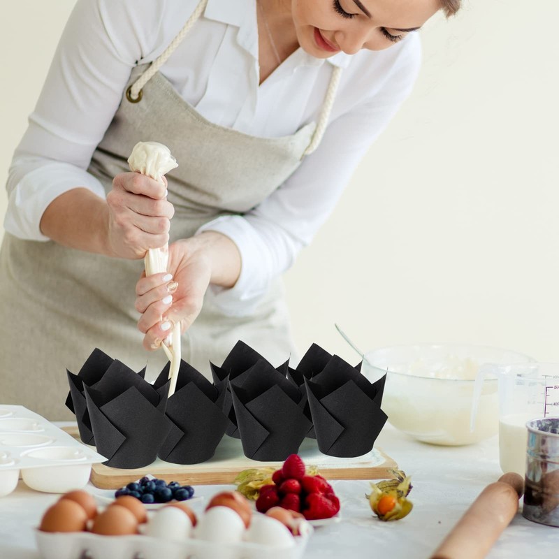 200 Pack Tulip Cupcake Liners Baking Cups Greaseproof Muffin Liners Grease Re... gallery