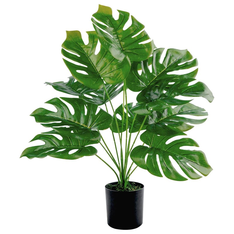 Toopify Artificial Palm Tree, 19″ Large Fake Plants in Pot for 1ft 7in, Green