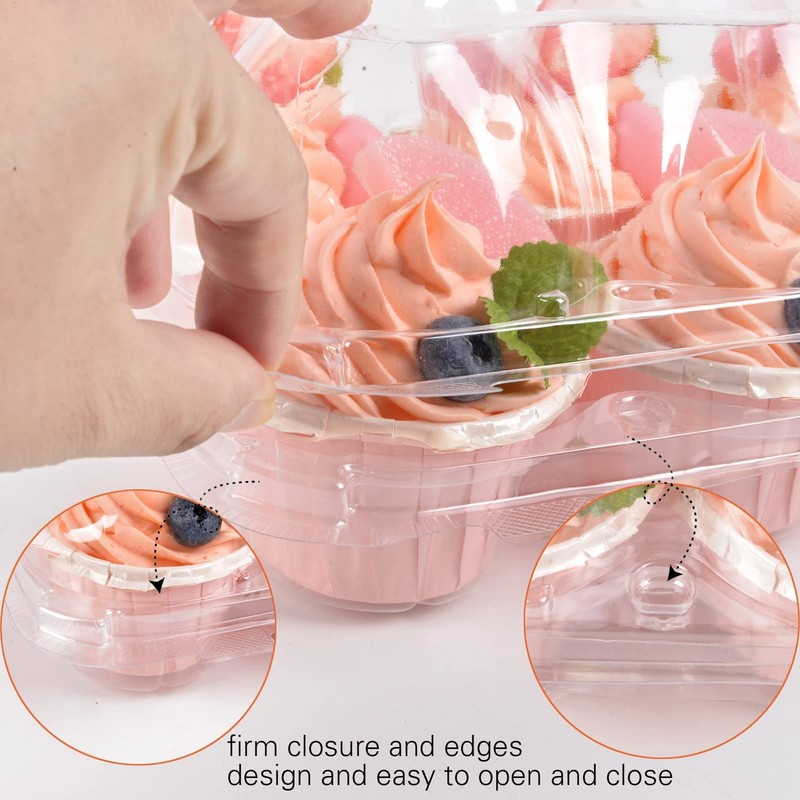 Cupcake Containers Holder - 6 CountsX30 Sets Stackable Boxes Carrier with gallery