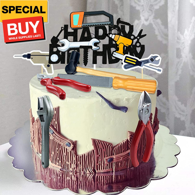 18PCS Tools Cake Topper Tools Cake Decorations Toolbox Wrench Hammer Mechanic... gallery