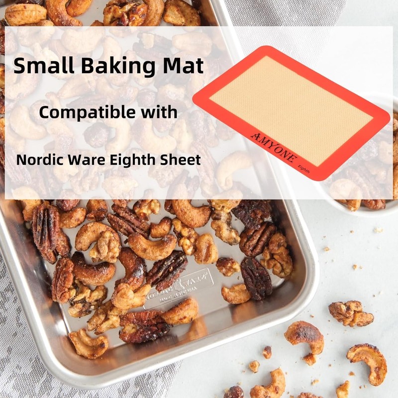 AMYONE Silicone Baking Mat for 1/8 Sheet Pan, Eighth 2 pack-Eighth, Orange gallery