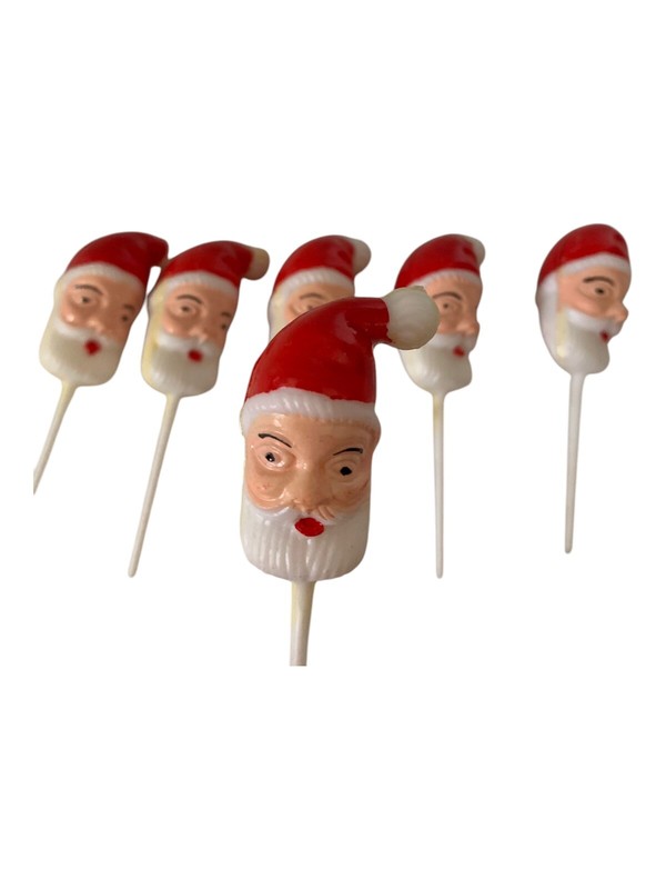 Vintage Cake Decoration Toppers Cupcake Plastic Christmas Kitschy Santa Claus 6