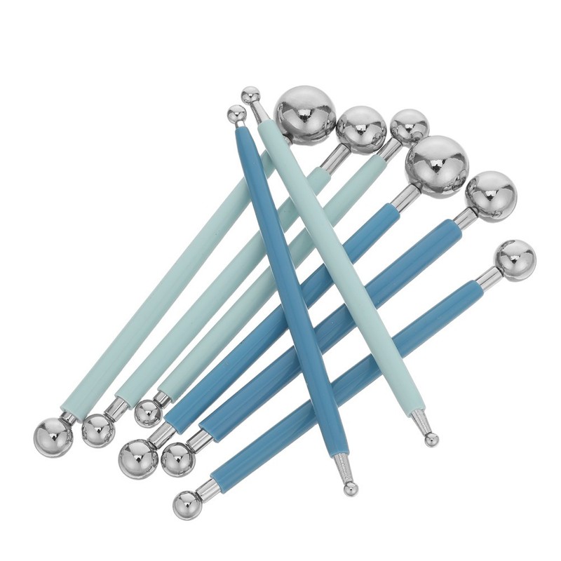 8pcs Metal Ball Fondant Dotting Tool – Double-Ended Modeling Stylus – Flower