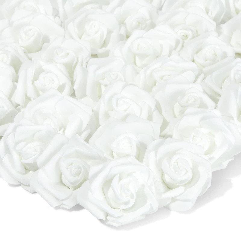 Juvale White Flowers Artificial Roses – 100-pack,