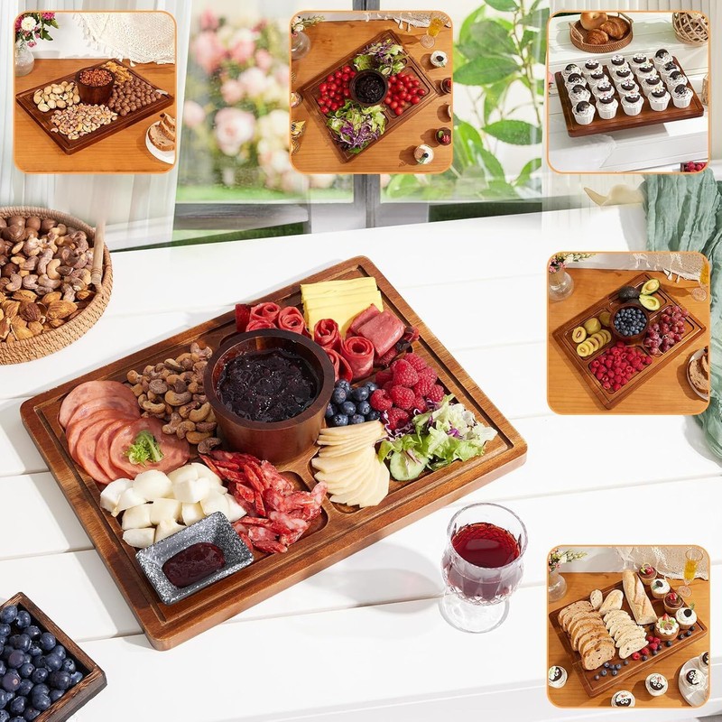 Cake Stand with Lid - Acacia Wooden Cake Stand, 2-in-1 Shatterproof Serving Tray gallery