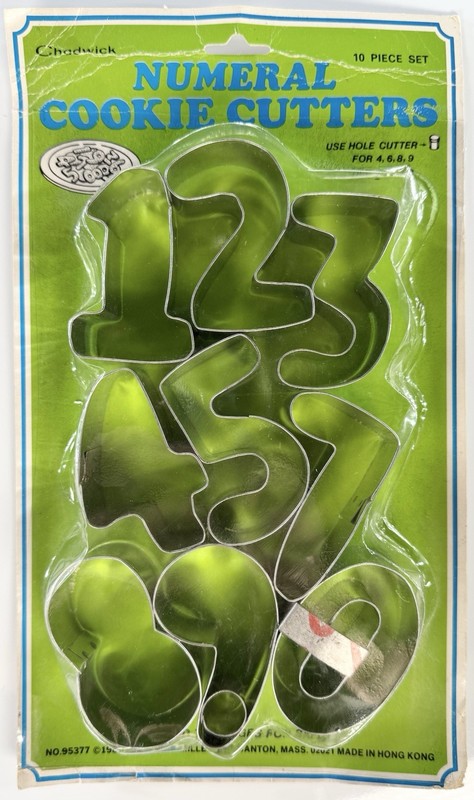 Vintage Chadwick Number Cookie Cutter Tin Cutters Numbers Numeral Set NOS 1981