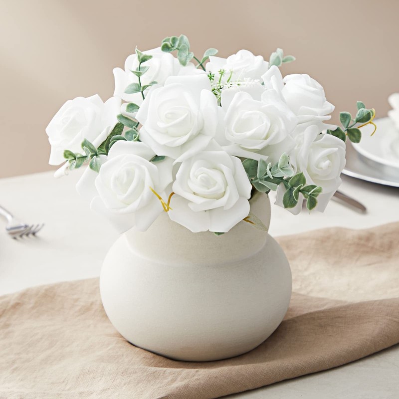 Juvale White Flowers Artificial Roses - 100-pack, gallery
