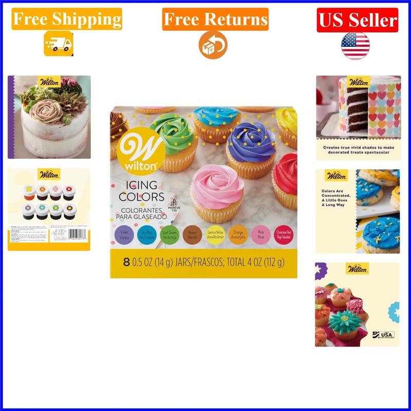 8-Pack Gel Food Coloring Set for Cake & Cupcakes, 8 Vibrant Colors, Kosher
