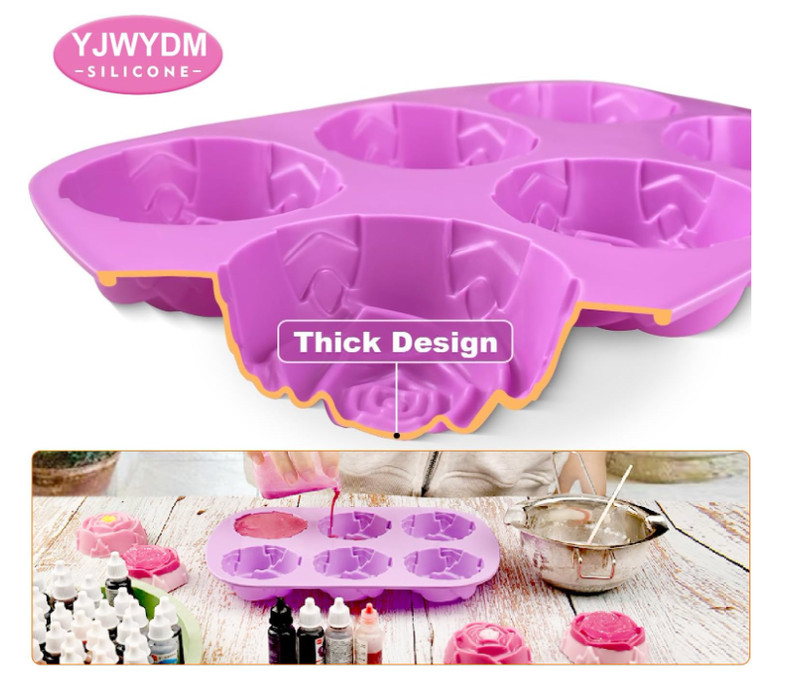 Silicone Rose Mold 2 PCS 6 Cavity Silicone Flowers Shaped Ice Cube etc. Mold New gallery
