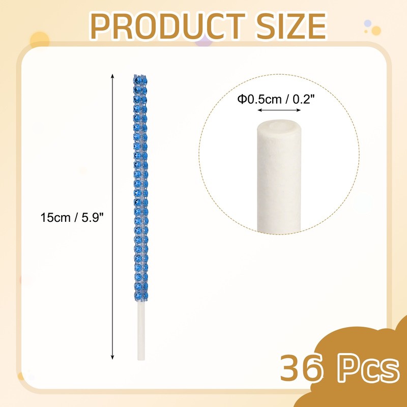 36 Glitter Cake Sticks with Crystals, Blue Lollipop Chopsticks gallery