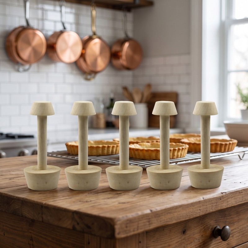 5Pcs Reusable Wooden Tart Tamper Dual Sided Pastry Press Kitchen Tool gallery