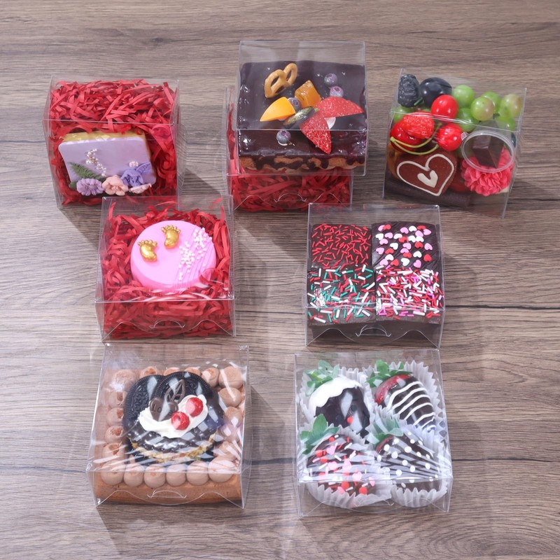 90pcs Clear Plastic Bakery Boxes (4x4x2 Inch) - Perfect for Wedding & Party T... gallery