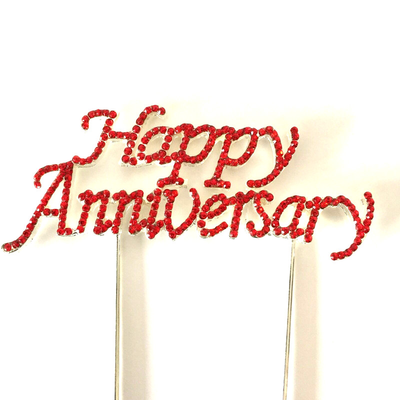 Happy Anniversary CAKE PICK TOPPER DECORATION SPARKLY RUBY WEDDING 40yrs metal gallery