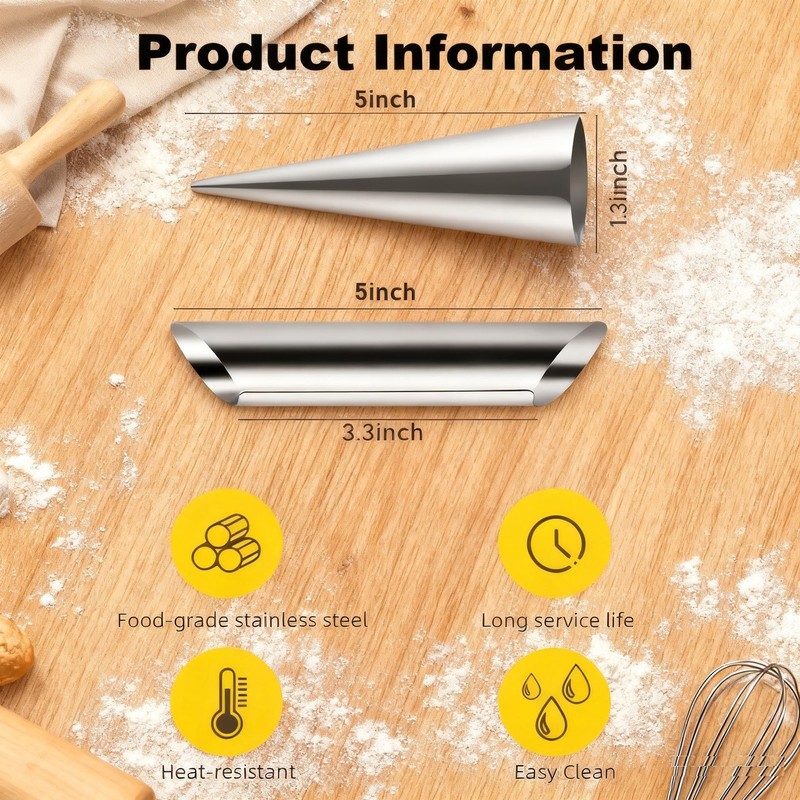 21 PCS 5 Inch Stainless Steel Conical Cream Horn Molds Non Stick Cannoli Tubes gallery