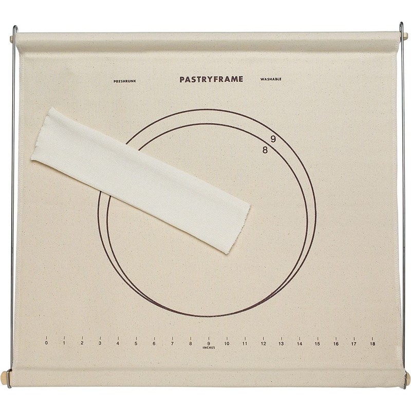 Non-Stick Pastry Cloth Frame Rolling Pin Cover Set, Collapses, Measuring Guides
