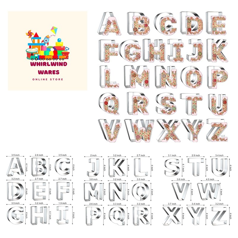 Versatile 4-Inch Alphabet Cookie Cutter Set – 26 Durable Stainless Steel Shapes