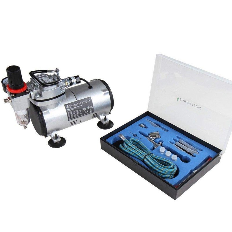 TIMBERTECH Airbrush Kit with Compressor, Multi-purpose 37.5*22*27ines, Silver gallery