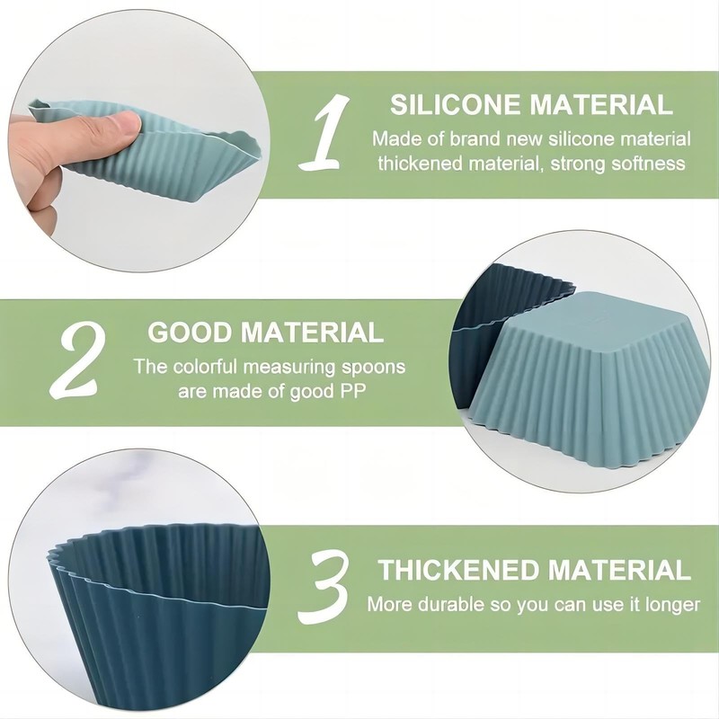 12pk Reusable Silicone Cupcake Liners 3 Shapes, BPA Free, Dishwasher Safe. gallery