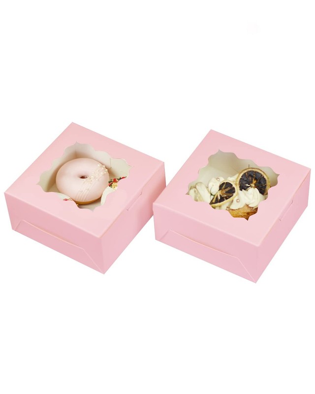 60pcs Pink Cookie Boxes 6x6x3 inches Easy Assemble Macaroon Pastry Boxes Bake... gallery