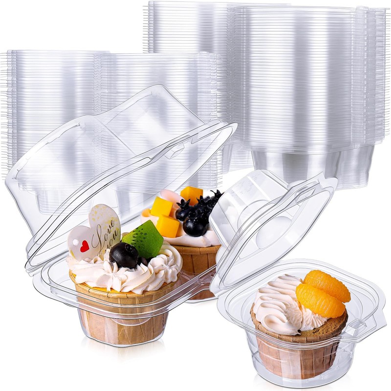 150 Pcs Clear Individual and 2 Count Cupcake Containers Plastic Cupcake Boxes…