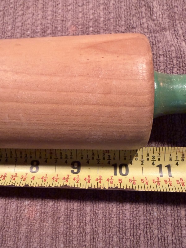 Rustic Farmhouse Kitchen Large 17.5” Green Black White Handle Wooden Rolling Pin gallery