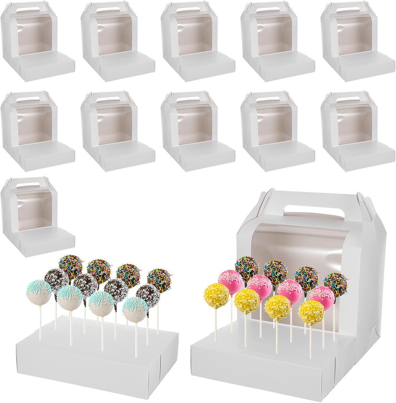 12 Pack Cake Pop Boxes, 18 Holes Cakes Pop Holder White Cake Pops Packaging Boxe gallery