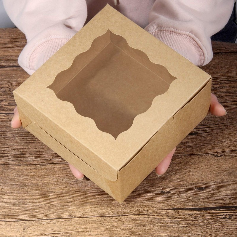 60 Pcs Bakery Boxes with Window - 6x6x3 Kraft Cookie & Pastry Boxes for Treats gallery