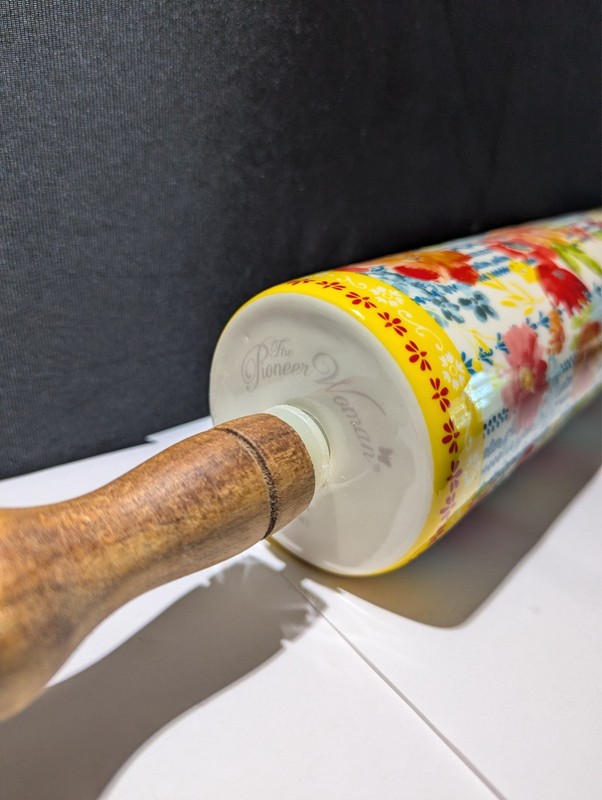 PIONEER WOMAN WILDFLOWER WHIMSY FLORAL CERAMIC ROLLING PIN RARE EXCELLENT! gallery