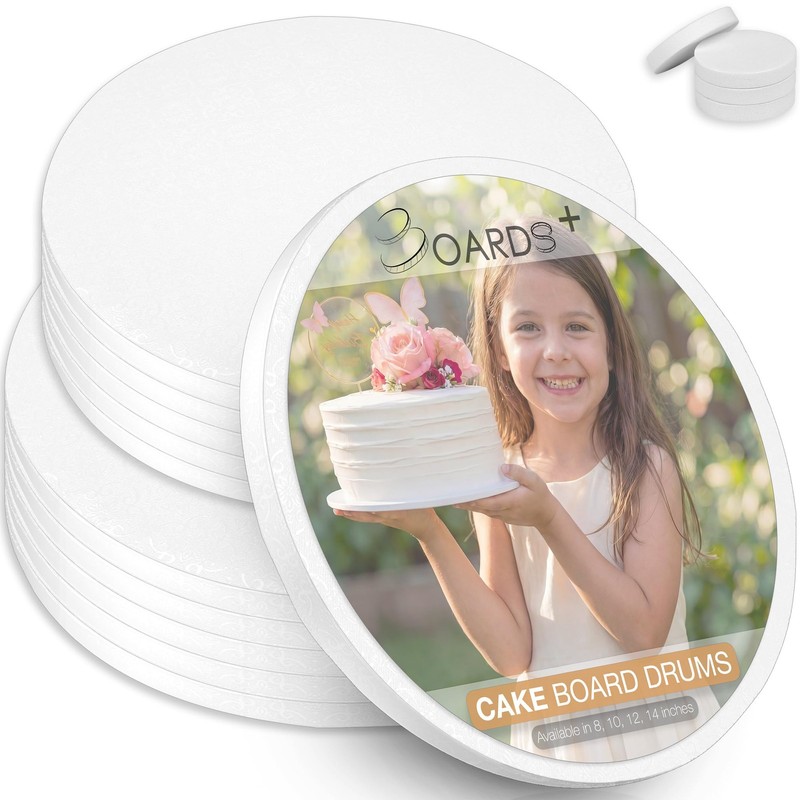 Sleek Cake Drum 10 12 Inch 14 Pack Total 1/2 Thick Greaseproof Rounds