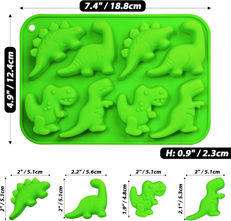 Silicone Dinosaur Cake Molds - 2 Pack for Desserts, Chocolates, and Crafts gallery