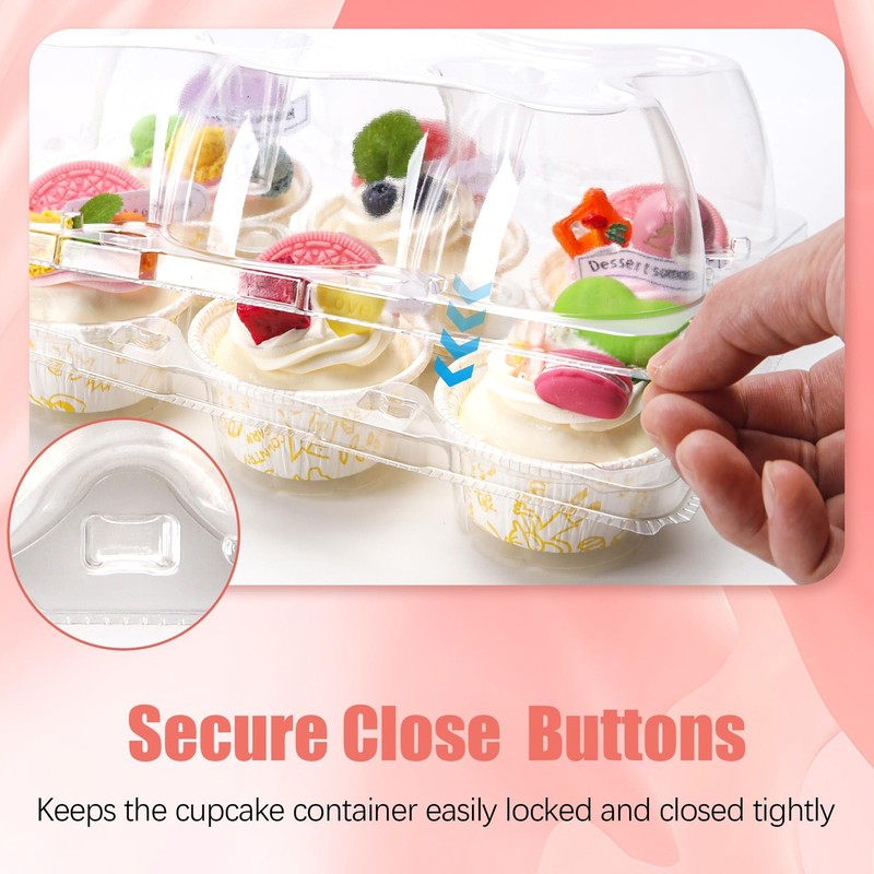 6 Count Cupcake Containers 30 Pack Cupcake Holders Clear Plastic Stackable Cu... gallery