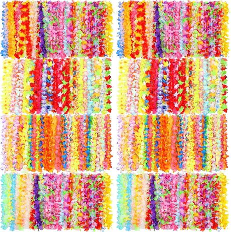 500 Pcs Hawaiian Leis Bulk Luau Leis Nelace Hawaiian Flower Tropical