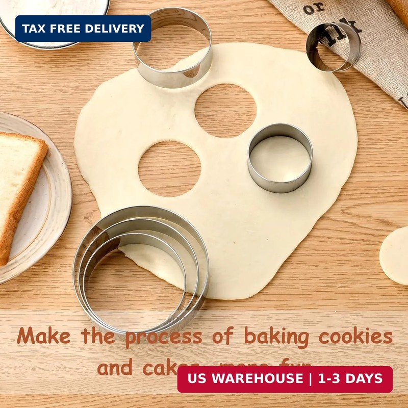 6 PCS Round Cookie Cutters (1.5,2,2.5,3,3.5,4 Inch), Stainless Steel Cookie Cutt gallery