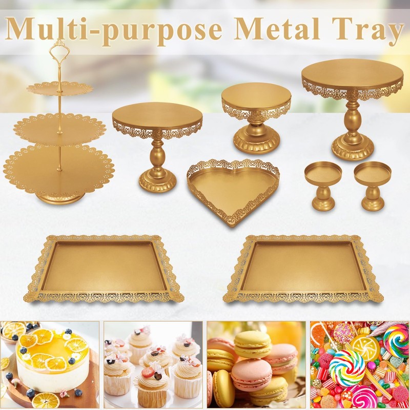 Set of 9 Cake Stands Metal Cupcake Stand Set Multiple Styles Candy Fruit Disp... gallery